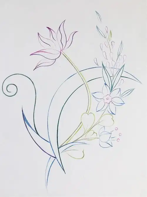 初学画画练习线条如何有趣好玩,凤尾花