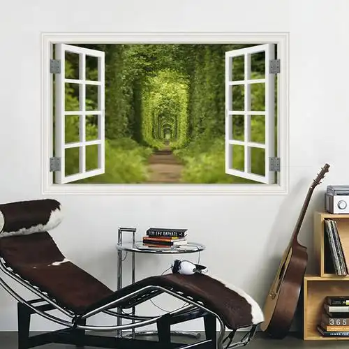 3d立体墙贴 风景假窗贴 卧室墙面装饰画 图案尺寸支持
