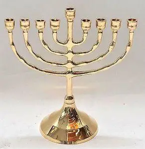 代购真实寺庙烛台光明节镀金烛台以色列犹太教灯台摆件客厅复古