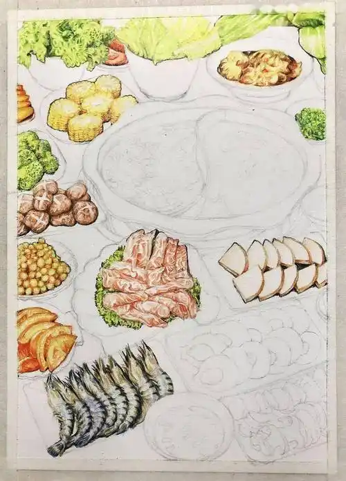 【原创绘画教程】彩铅:鸳鸯火锅_版权_网络_图文