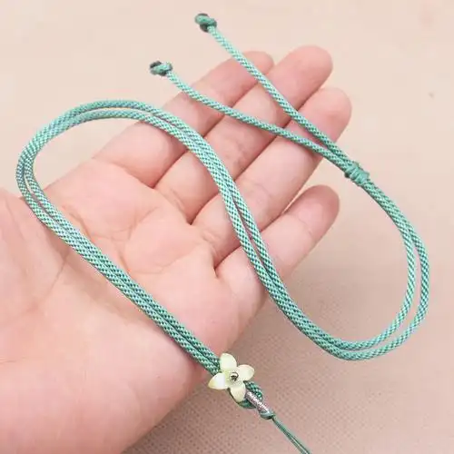 简单贝壳花吊坠挂绳编织项链绳挂坠玉坠翡翠玉器黄金银红绳子男女