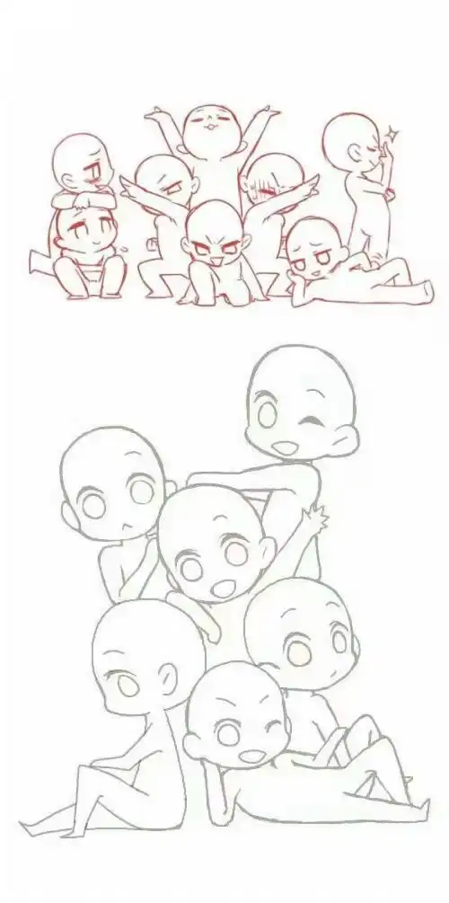 人物素材组合 q版人物组合动漫