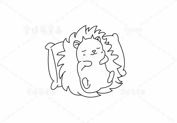 睡觉的刺猬简笔画