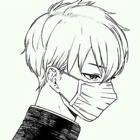 戴口罩帅气男生简笔画