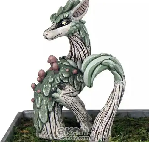 diy手工制作店分享用软陶制作仿真树龙"木雕"