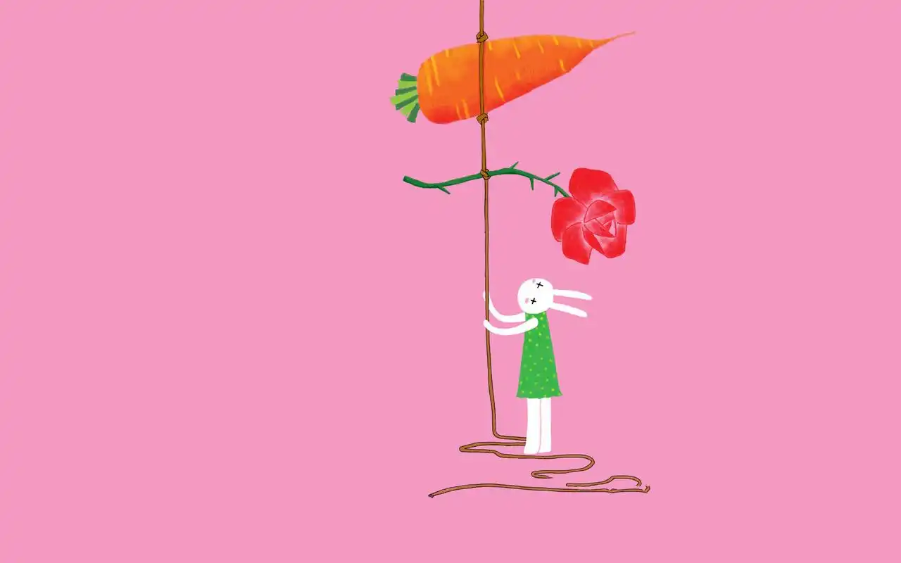 可爱兔子插画艾玩兔桌面壁纸