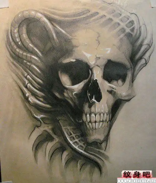 经典潮流骷髅纹身手稿