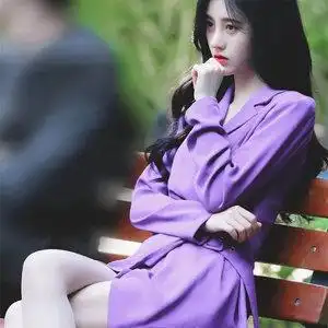 vov sandro满月之下请相爱鞠婧祎雷初夏同款紫色西装裙中长连衣裙