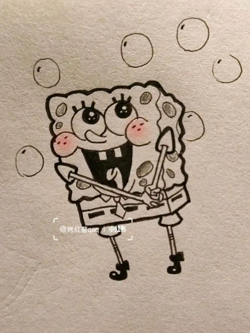 教你画海绵宝宝! #简笔画# #简笔画教程# #海绵宝宝# #绘画过程#