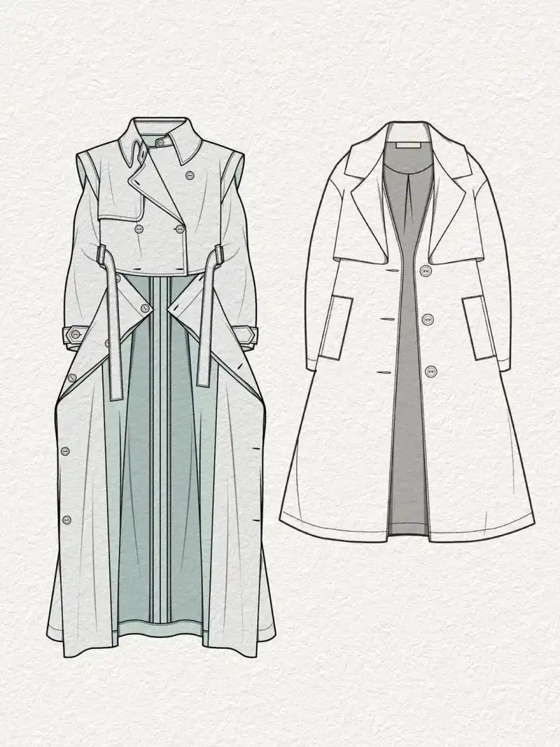 服装设计 | 34款风衣款式图分享(上篇)