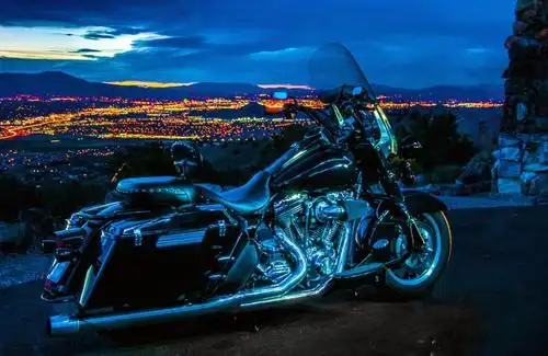 摩托车,夜晚,照明,城市,全景,修饰