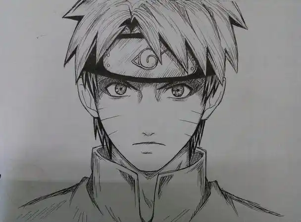 素描鸣人用圆珠笔和铅笔手绘火影忍者高清大图火影鸣人的铅笔画图片