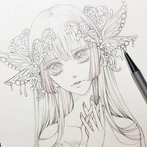 动漫女孩手绘手稿插画师chartreuse