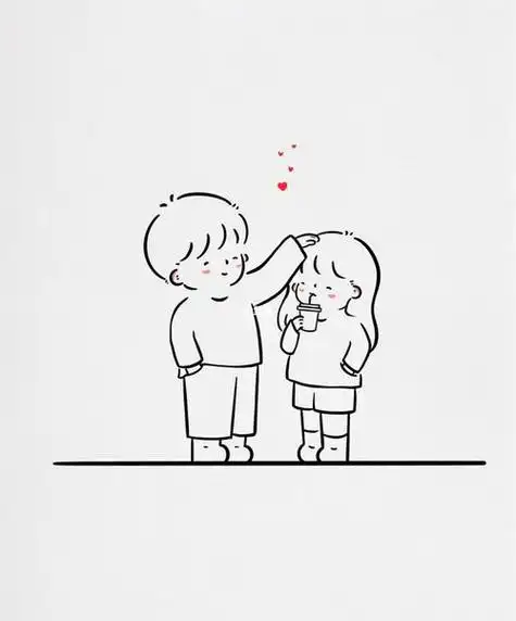 由近到远情侣简笔画