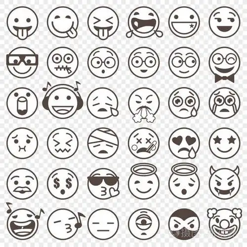 轮廓黑白表情套装2