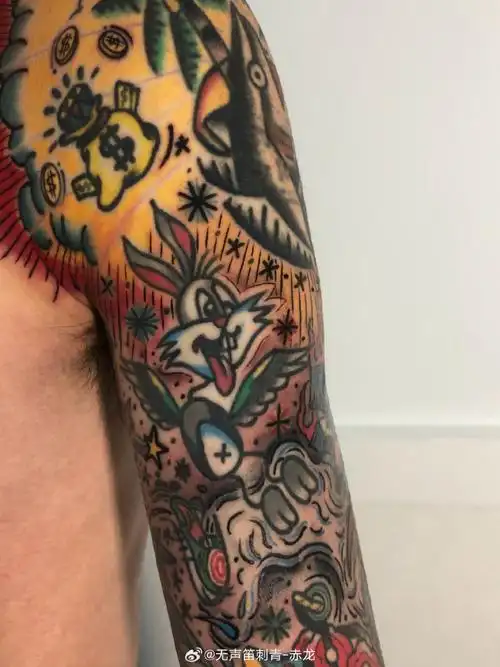 无声笛刺青 赤龙##school纹身##oldschool纹身##纹身图案##拼接纹身