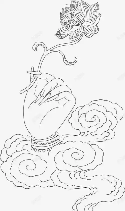 com 佛 佛家 佛形象图 佛语 单线佛 手势 手拈花 手捧莲花 手绘佛