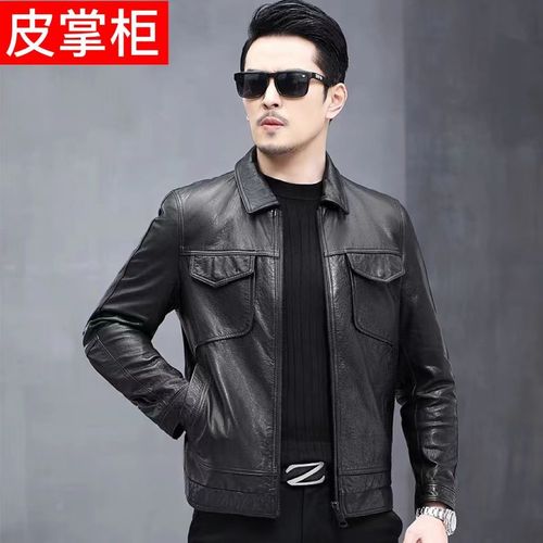 油蜡头层牛皮真皮皮衣男士短款翻领机车服皮夹克春秋季商务皮外套