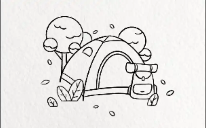 一起去露营吧/夏日露营简笔画