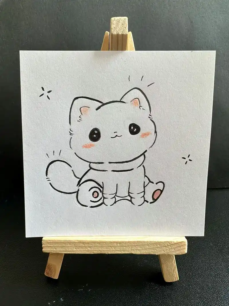 今日简笔画.可爱的小奶猫,萌到你了吗?#简笔画 #可爱卡通  - 抖音