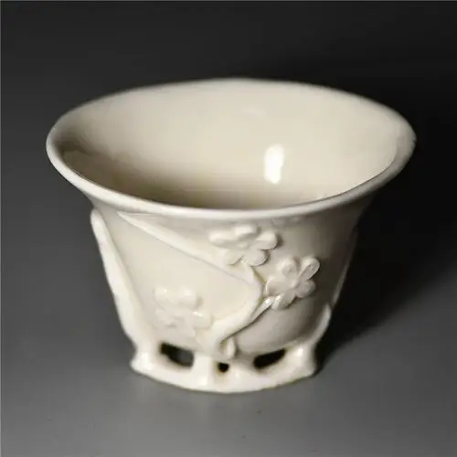 游此斋 明代德化梅花杯玻璃杯花茶杯杯具古董德化白瓷明代德化杯真品