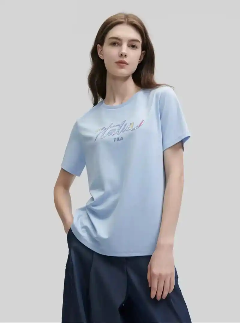 fila新款多彩字母徽标女士圆领短袖.fl新款多彩字母徽标女 - 抖音