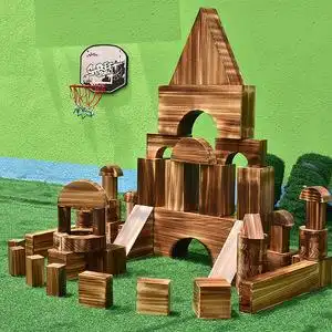 幼儿园户外积木游戏大型实木碳烧空心建构区搭建拼搭百变多功能