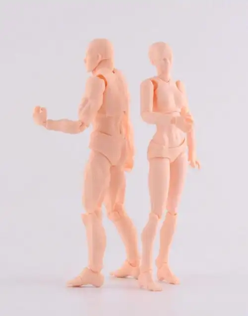 0素体关节可动画画素描人体模型摆件人偶手办毕业礼物 2.0 男灰色