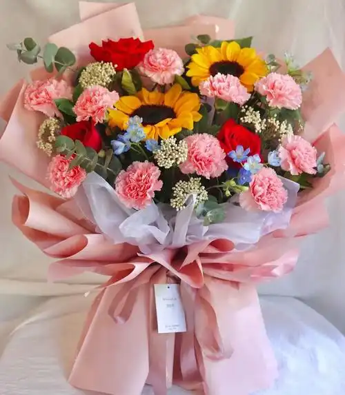 天津同城鲜花母亲节康乃馨玫瑰混搭生日花束妈妈鲜花速递同城