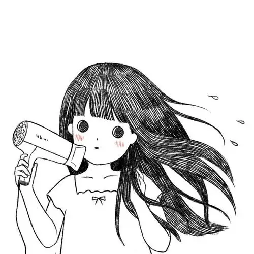 吹头发真是一件体力活.#插画# #请勿擅自商用 by neko