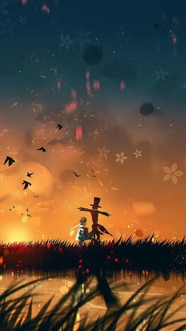 二次元唯美动漫插画壁纸背景,充满意境的梦幻插画唯美图片