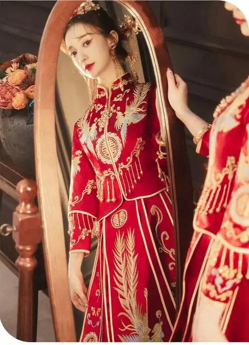 秀禾服新娘小个子秀禾服新娘2022新款小个子结婚嫁衣中