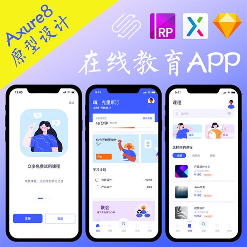 14页在线教育app原型axure交互设计网课学习移动端作品源文件.rp