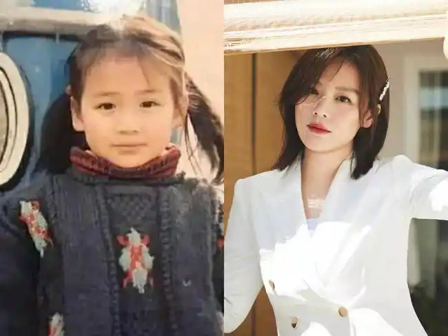 马思纯小时候的眉眼和现在也很相像,感觉非常的文静.