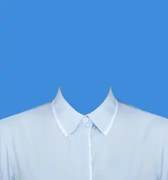 证件照蓝色衬衫模板女生设计图__psd分层素材_psd分层素材_设计图库