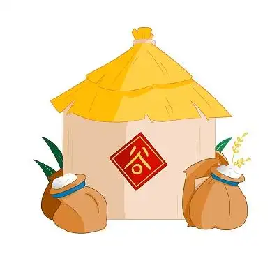 卡通手绘丰收时节的大粮仓小元素插画秋天粮仓