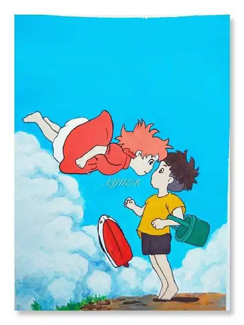 手绘水彩插画绘画宫崎骏