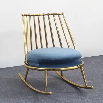 轻奢时尚简约不锈钢金属摇摇椅阳台卧室休闲午休单人沙发逍遥躺椅