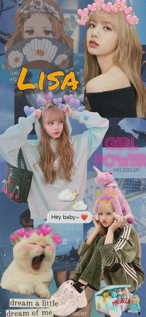 blackpink粉墨lisa人间芭比拼贴壁纸