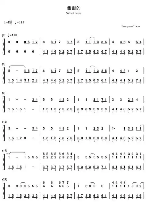 周杰伦的甜甜的的简谱