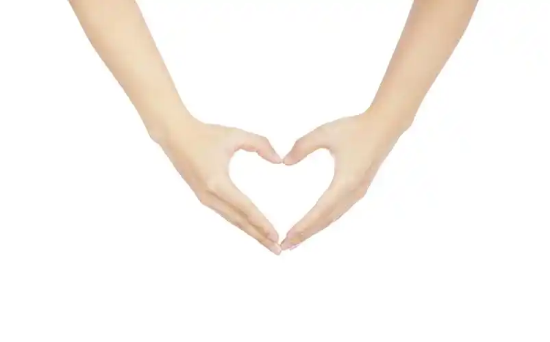 白底手势笔芯比心心形爱心人物手势双手比心