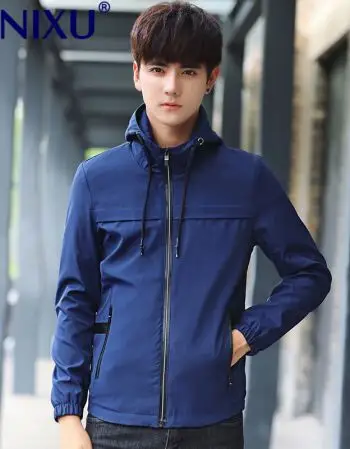外套春秋韩版修身2018新款春季潮流休闲衣服学生男装帅气夹克 深蓝色
