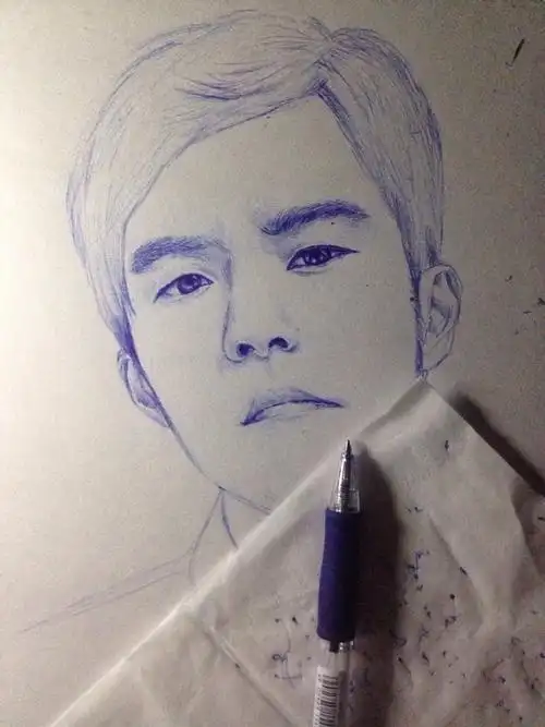 手绘圆珠笔周杰伦