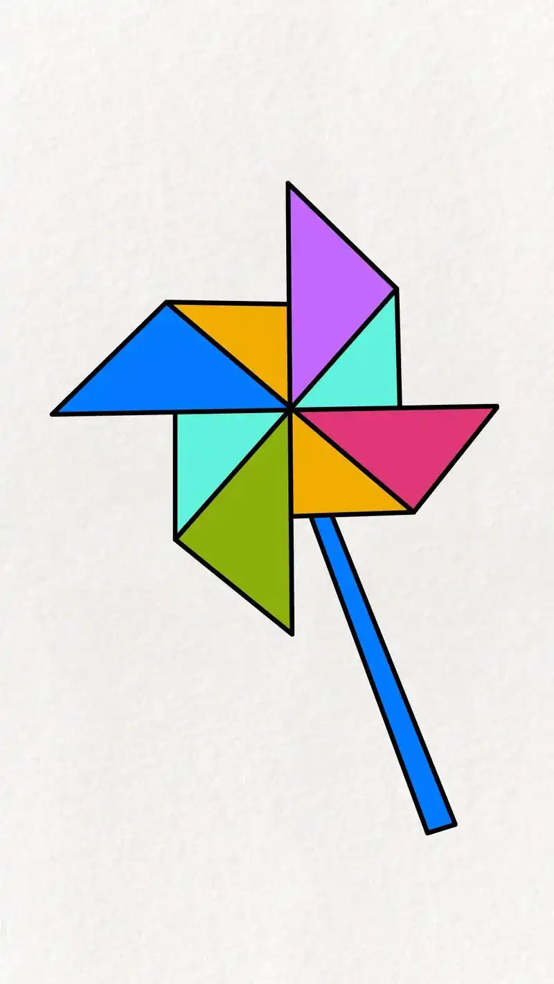 教你简单几步画一个大风车