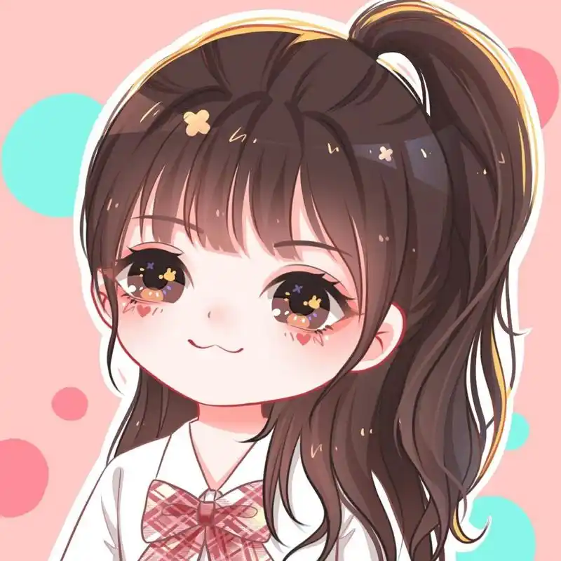 卡通q版可爱女生头像 半马尾戴口罩女生头像~ 直播画的 图2空白背景,