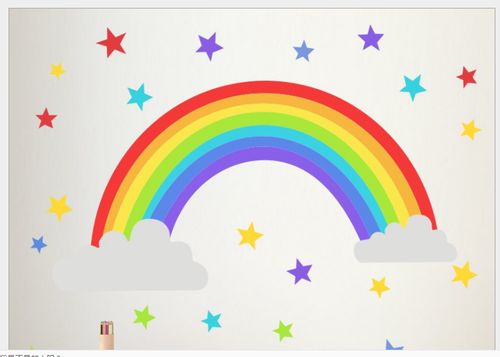 跨境热销彩虹星星墙贴幼儿园卧室客厅儿童房自粘贴纸壁纸 jh1080
