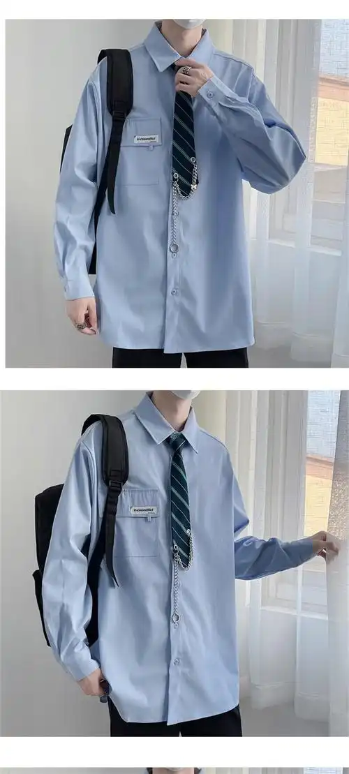 稻草人(mexican)发型师潮牌男装dk制服男oversize衬衫男设计感内搭叠