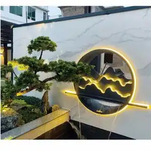 庭院水景墙户外跌水流水景墙鱼池装饰花园瀑布水屏风流水墙水幕墙