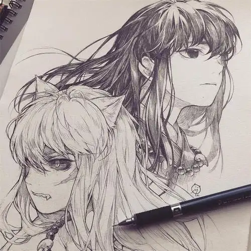 铅笔画动漫人物图片大全,大神笔下的犬夜叉铅笔画作品集(40张)