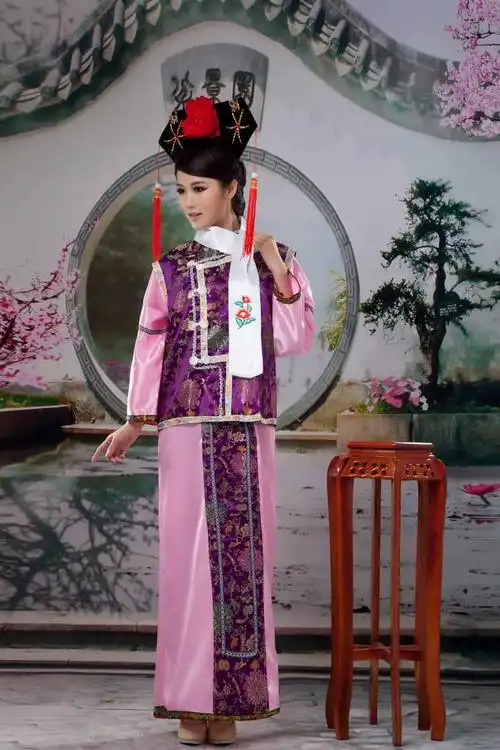 舞台装格格服清朝古装女满族旗装宫女妃子表演装甄嬛演出服格格装